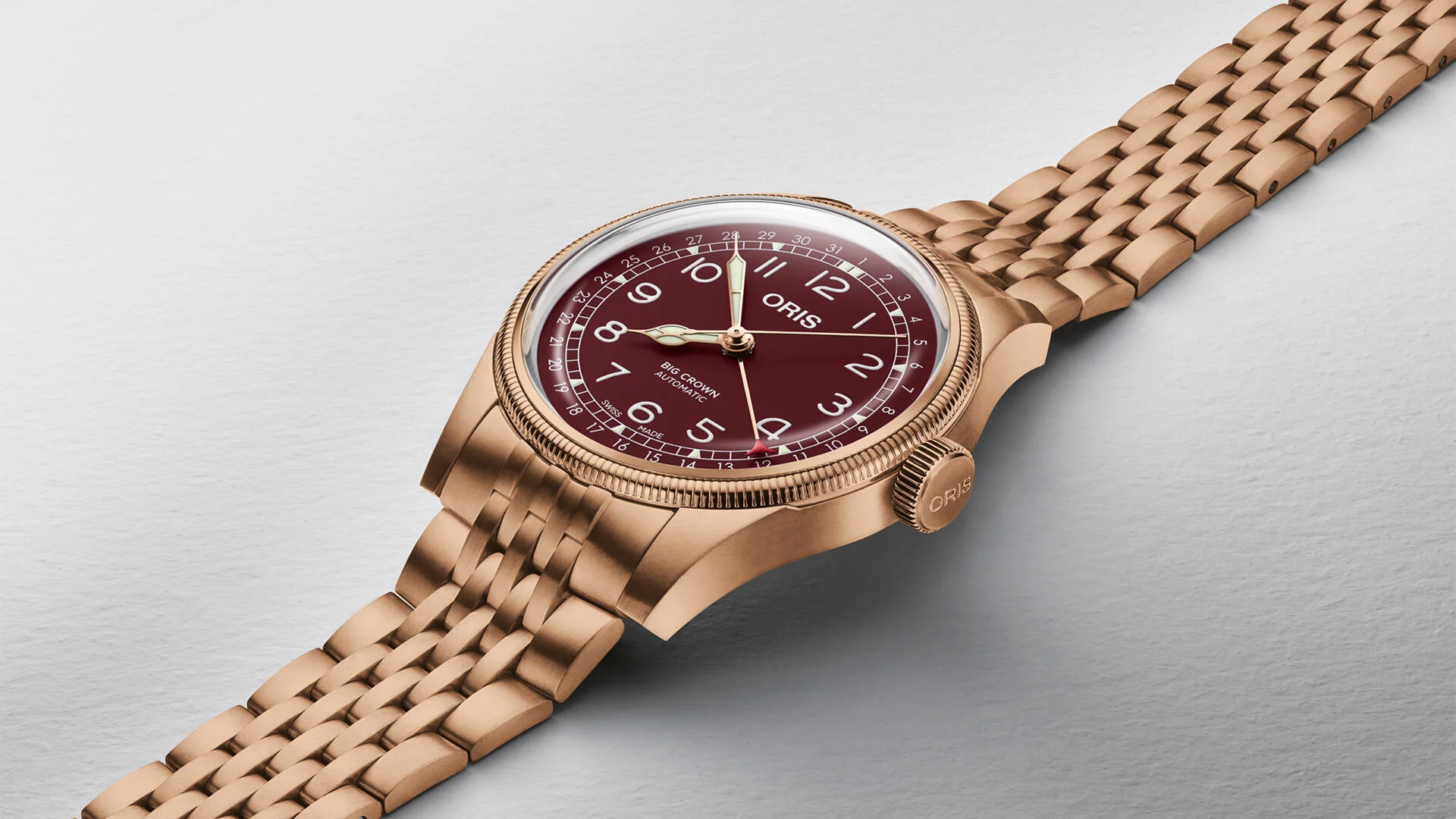 Oris Big Crown Pointer Date Bronze Leather Red - Image 2