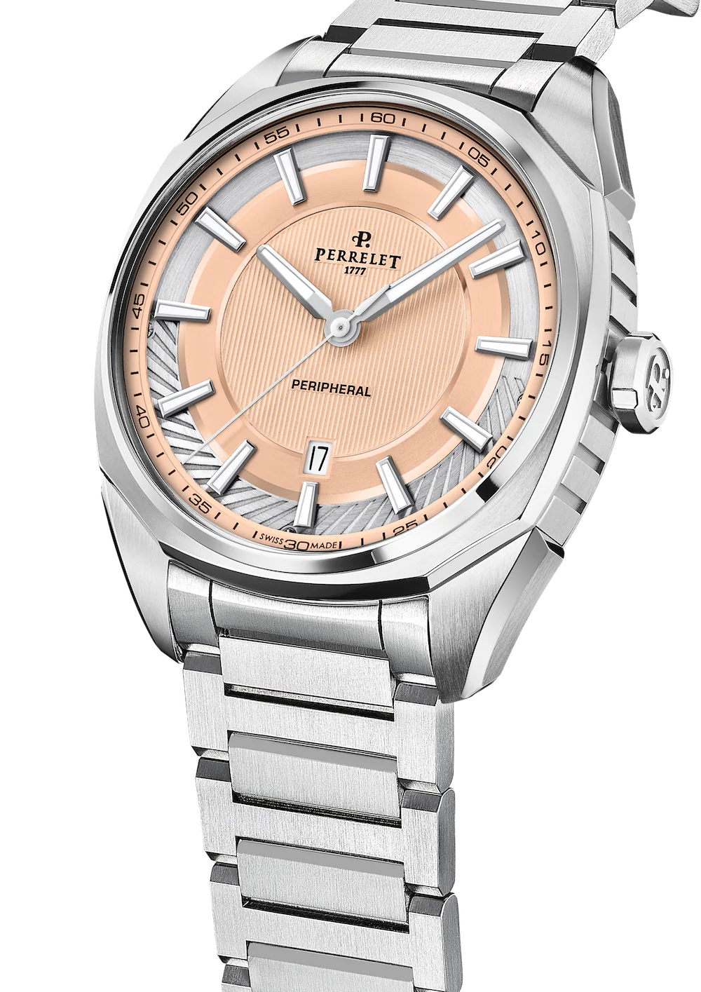 Perrelet LAB Peripheral 3 Hands & Date Salmon Bracelet Watch - Image 2