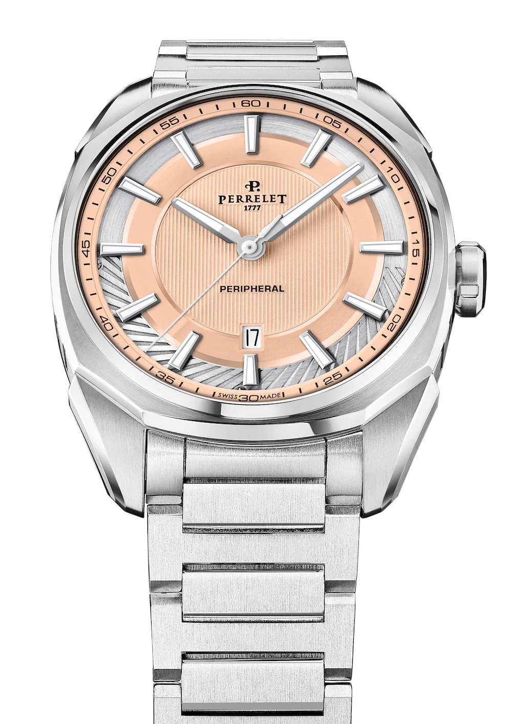 Perrelet LAB Peripheral 3 Hands & Date Salmon Bracelet Watch - Image 3