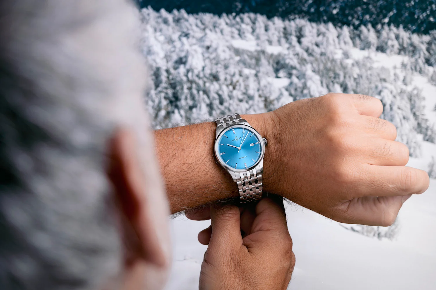 Perrelet Weekend 3 Hands Ice Blue Bracelet Watch - Image 5