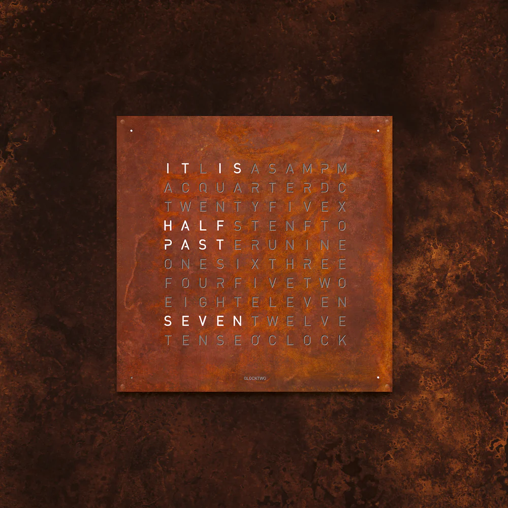 QLOCKTWO Earth 180 Creators Edition Rust Wall Clock Watch - Image 2