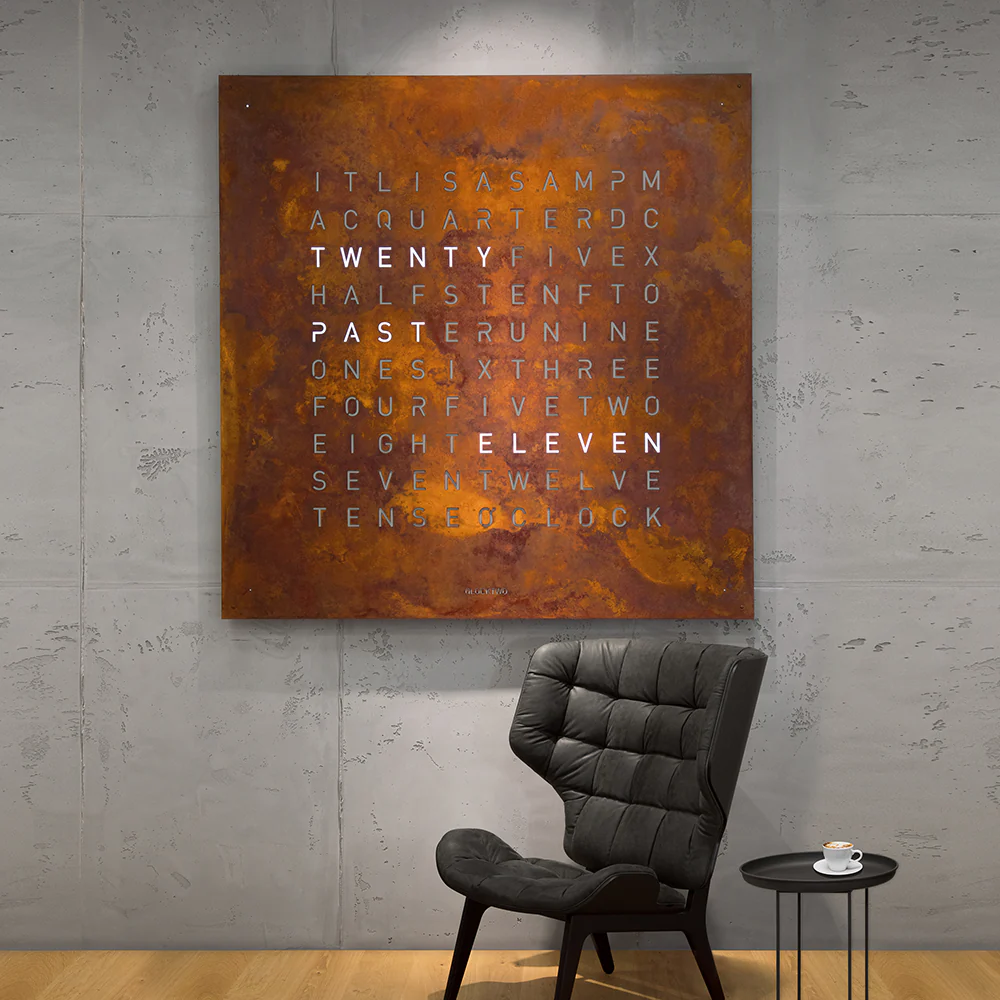 QLOCKTWO Earth 180 Creators Edition Rust Wall Clock Watch - Image 3