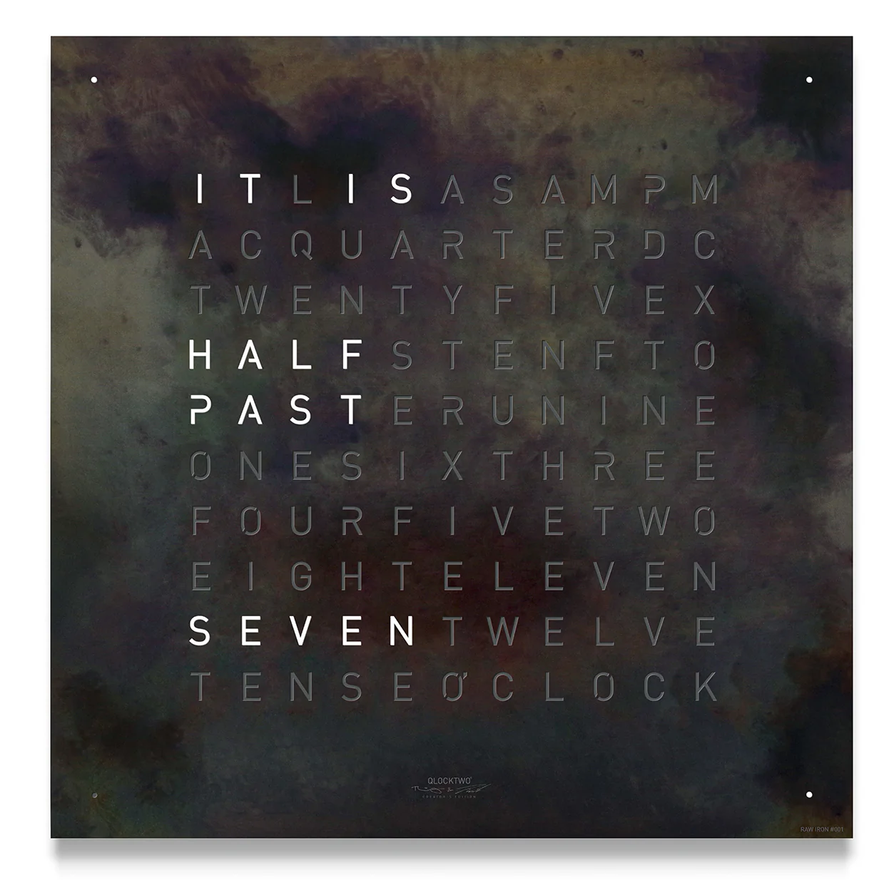 QLOCKTWO Earth 45 Creators Edition Raw Iron Wall Clock
