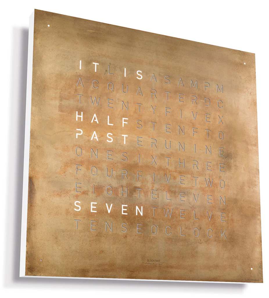 QLOCKTWO Earth 45 Creators Edition Silver & Gold Wall Clock Watch - Image 2
