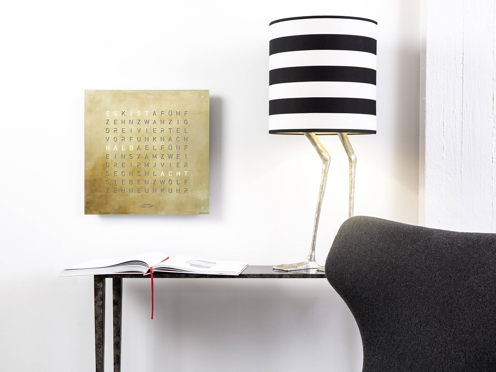 QLOCKTWO Earth 45 Creators Edition Silver & Gold Wall Clock Watch - Image 7