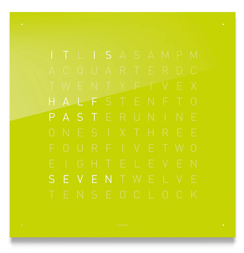 QLOCKTWO Classic Lime Juice Wall Clock 45cm D