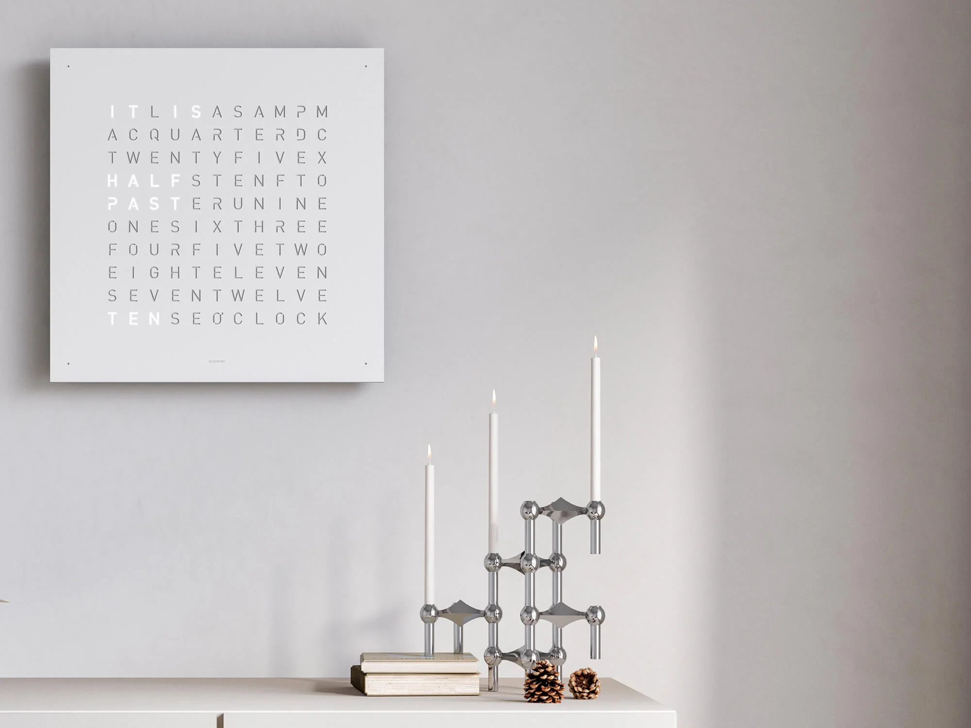 QLOCKTWO Earth 45 White Pepper Wall Clock Watch - Image 4