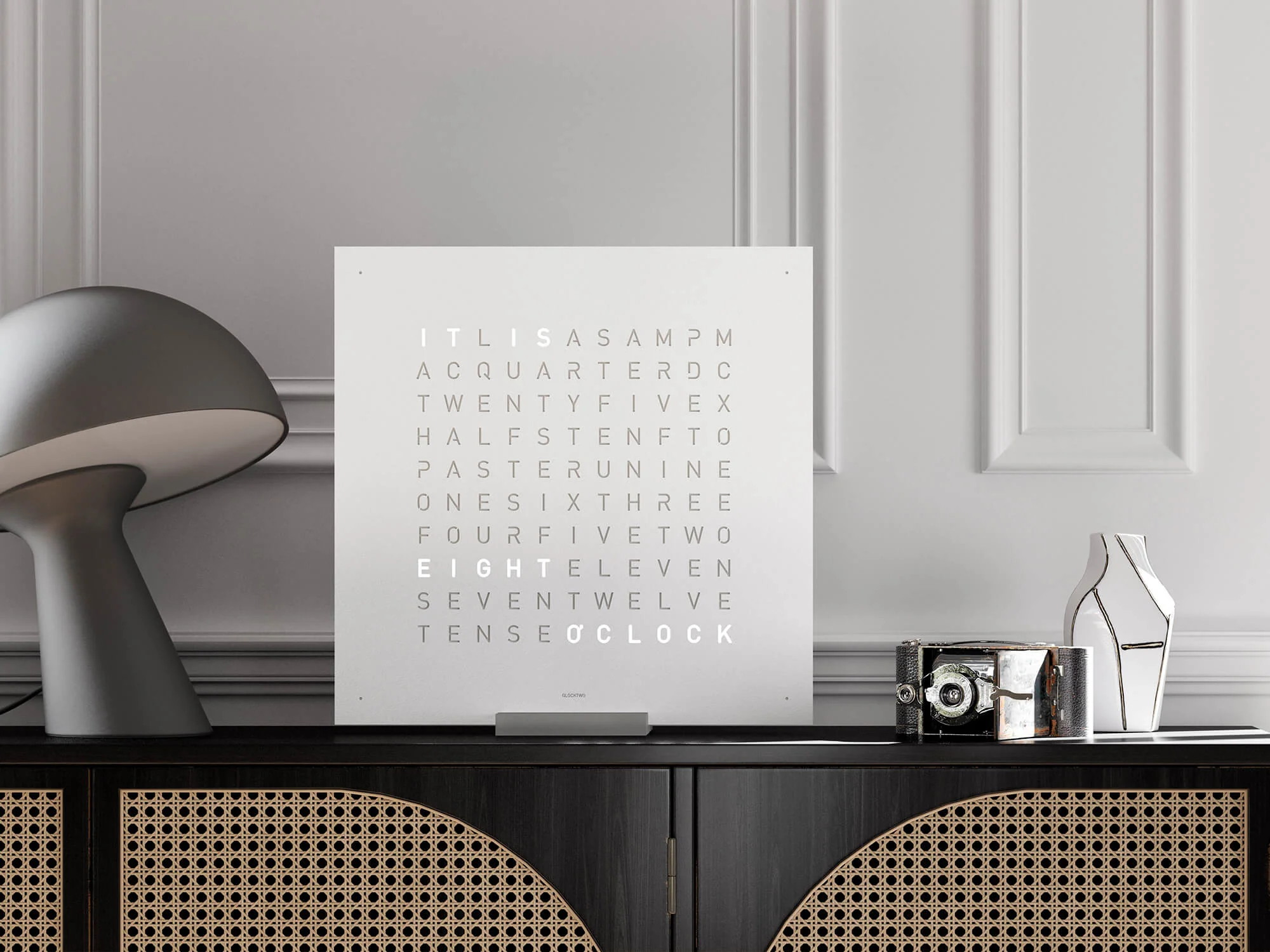 QLOCKTWO Earth 45 White Pepper Wall Clock Watch - Image 5