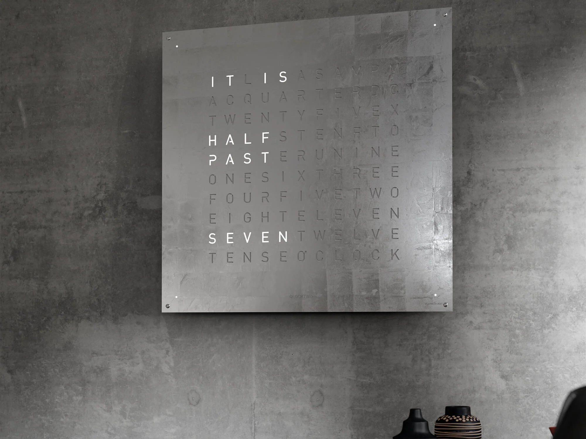 QLOCKTWO Earth 90 Creators Edition Platinum Wall Clock Watch - Image 6