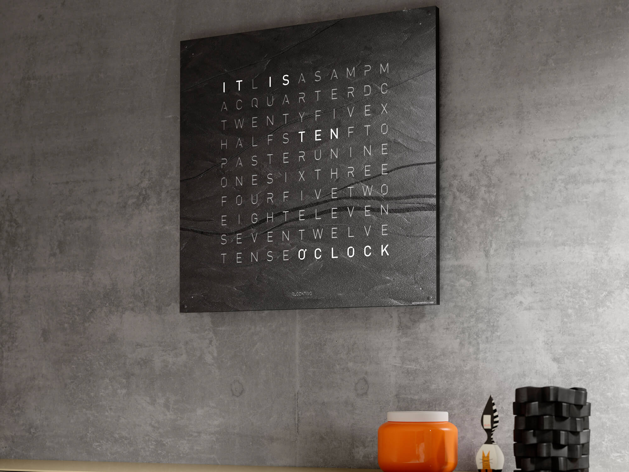 QLOCKTWO Earth 90 Creators Edition Metamorphite Wall Clock Watch - Image 6