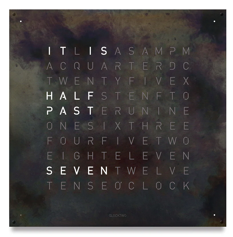 QLOCKTWO Earth 90 Creators Edition Raw Iron Wall Clock