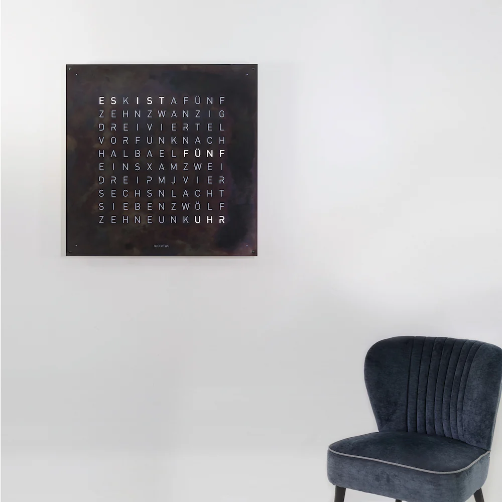 QLOCKTWO Earth 90 Creators Edition Raw Iron Wall Clock - Image 2