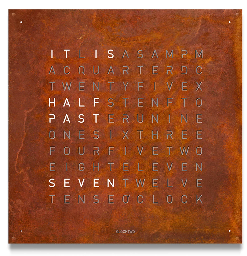 QLOCKTWO Earth 90 Creators Edition Rust Wall Clock Watch