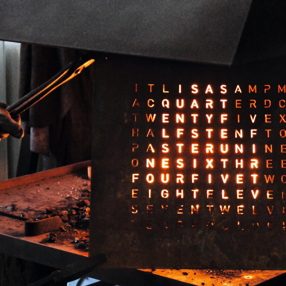 QLOCKTWO Earth 90 Creators Edition Rust Wall Clock Watch - Image 3