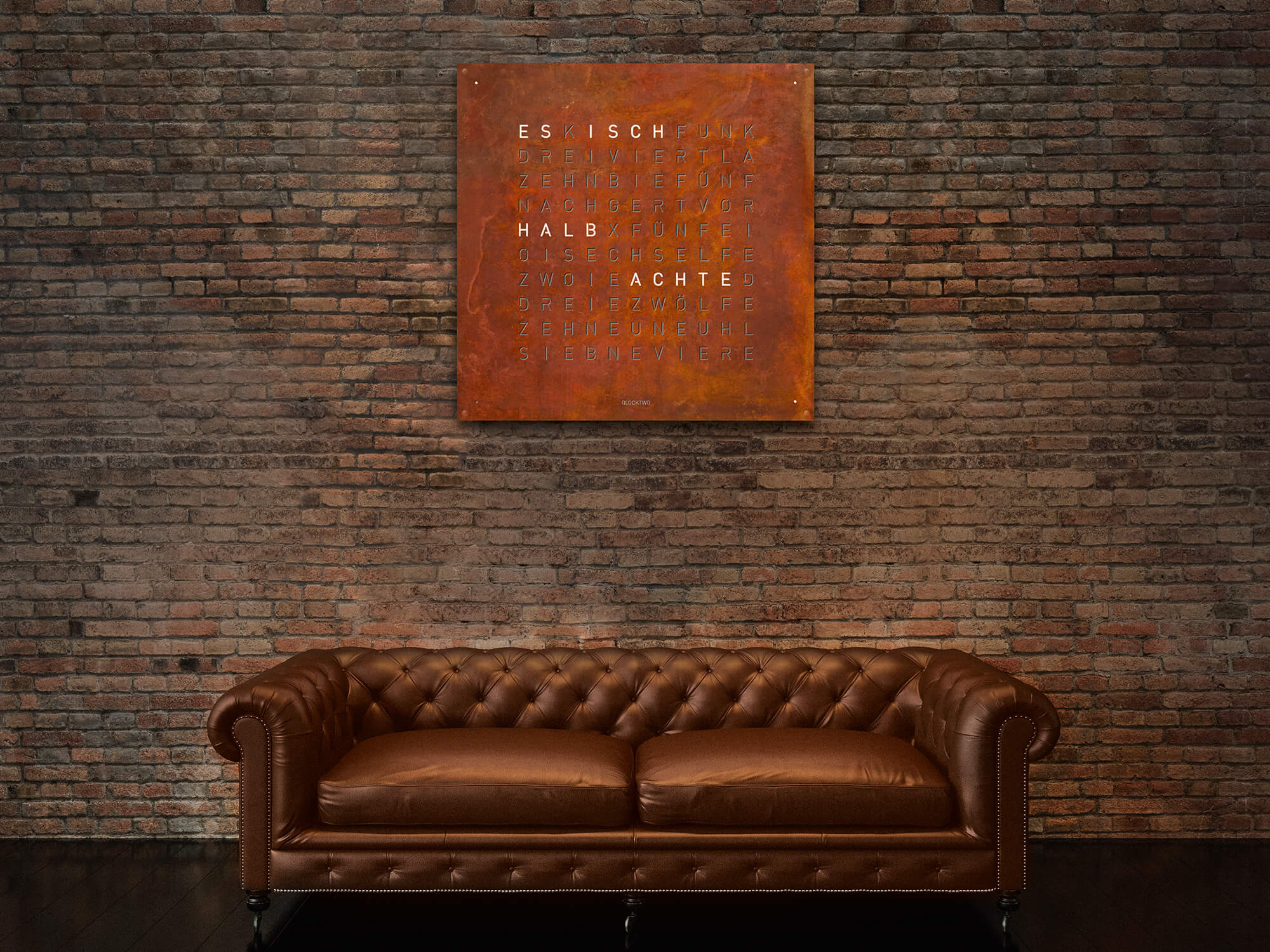 QLOCKTWO Earth 90 Creators Edition Rust Wall Clock Watch - Image 4