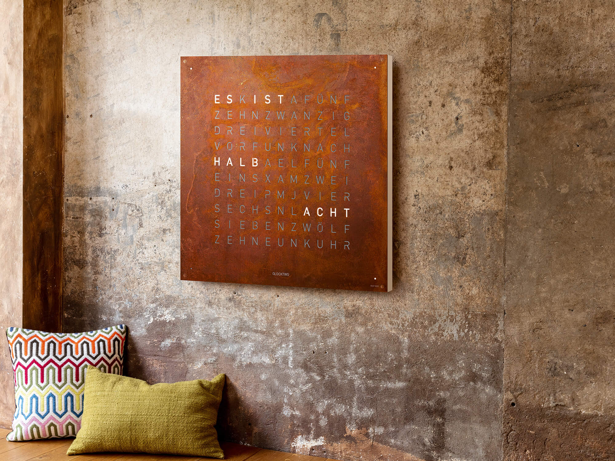 QLOCKTWO Earth 90 Creators Edition Rust Wall Clock Watch - Image 8