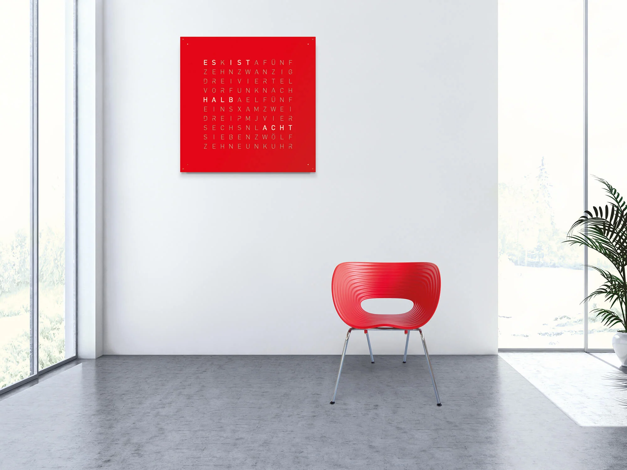 QLOCKTWO Earth 90 Red Pepper Wall Clock Watch - Image 3