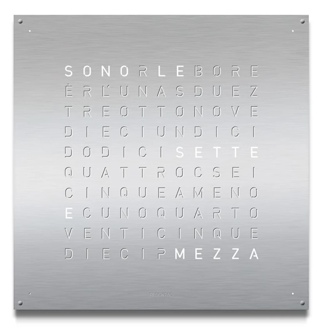 QLOCKTWO Earth 90 Stainless Steel Wall Clock Watch