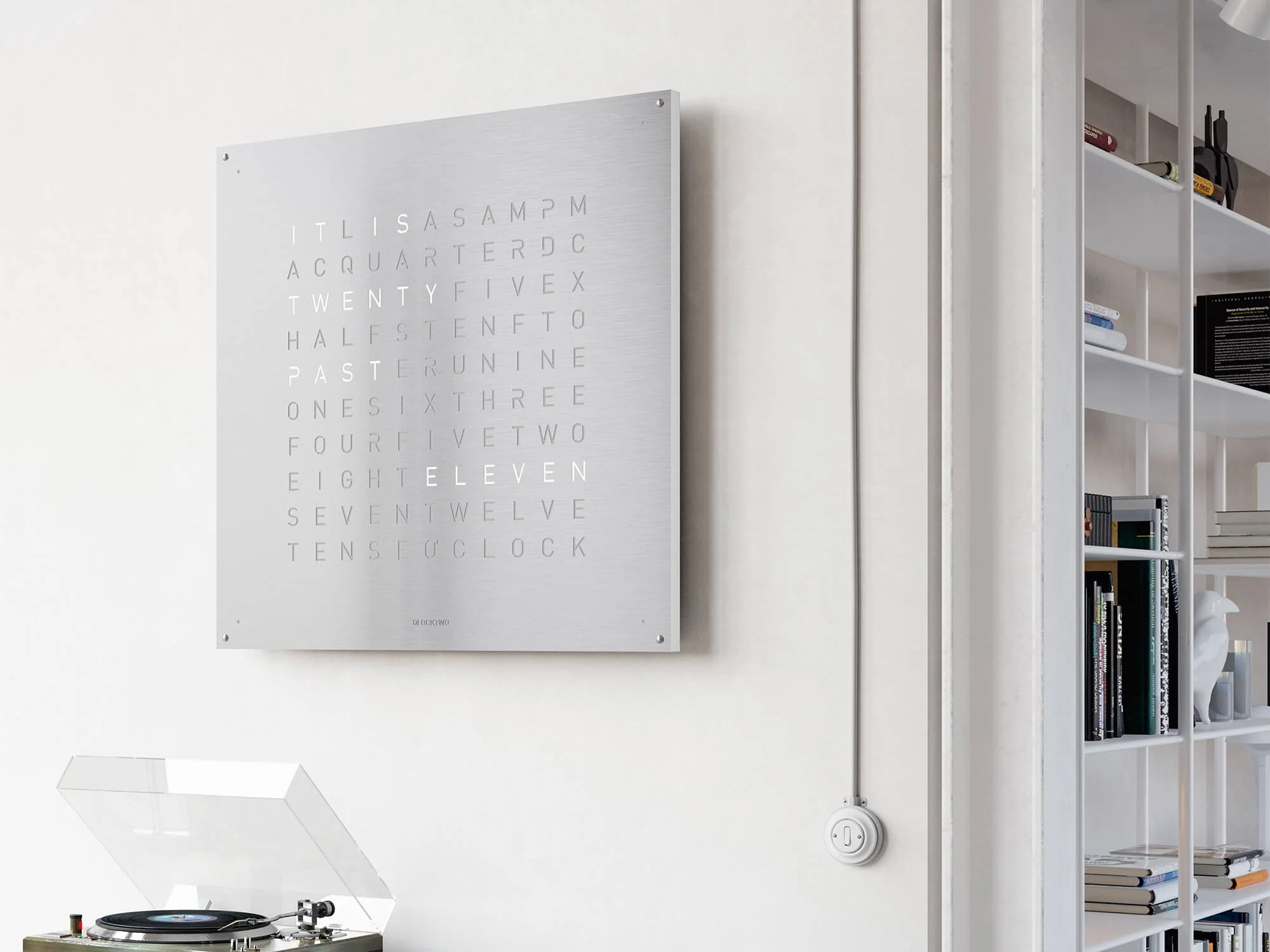 QLOCKTWO Earth 90 Stainless Steel Wall Clock Watch - Image 3