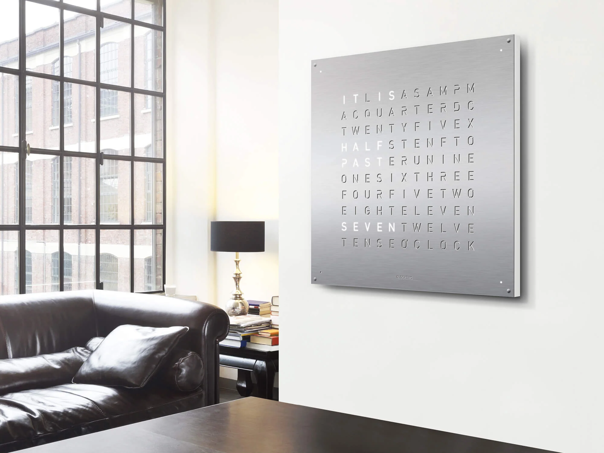 QLOCKTWO Earth 90 Stainless Steel Wall Clock Watch - Image 4