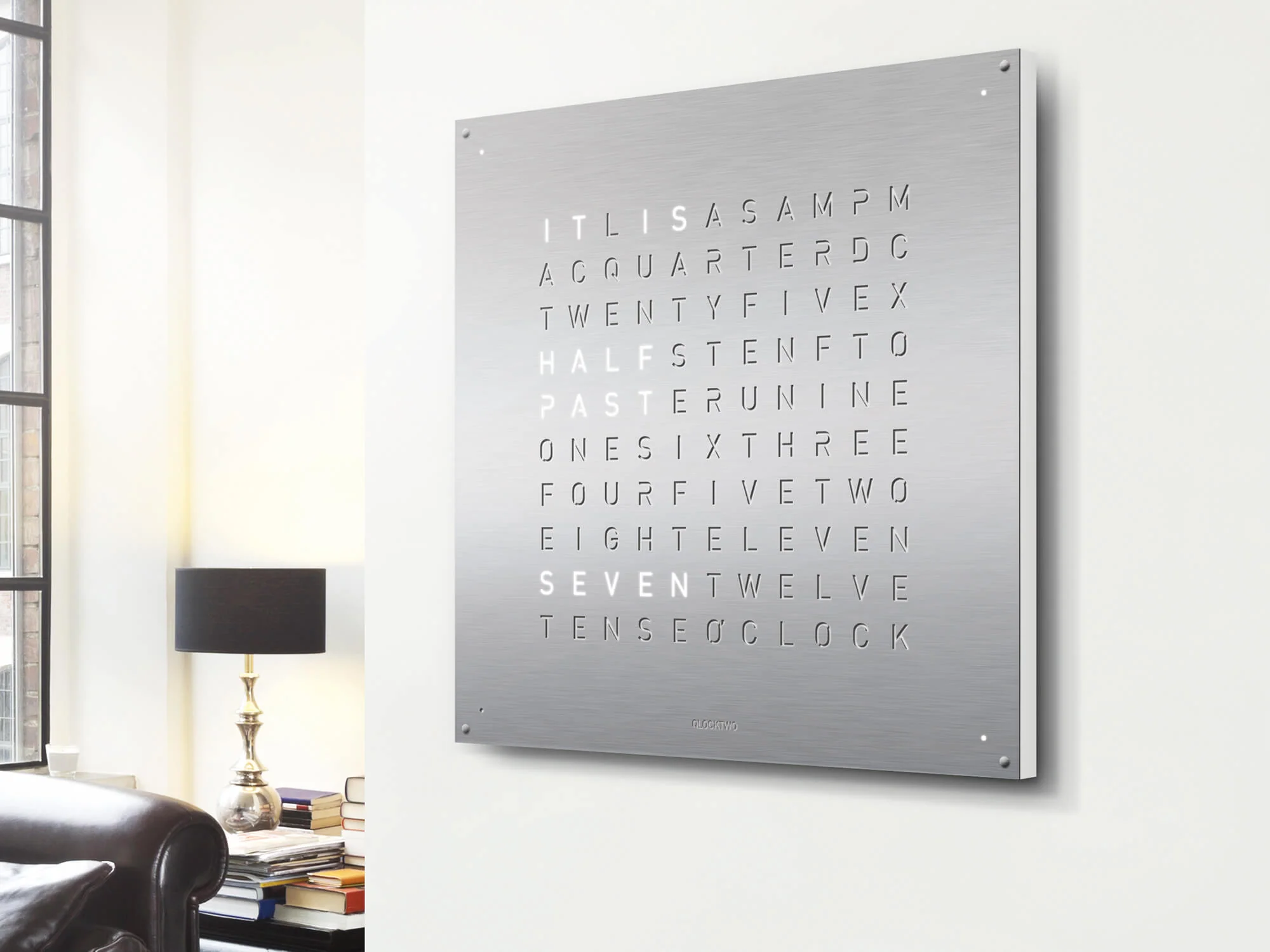 QLOCKTWO Earth 90 Stainless Steel Wall Clock Watch - Image 6