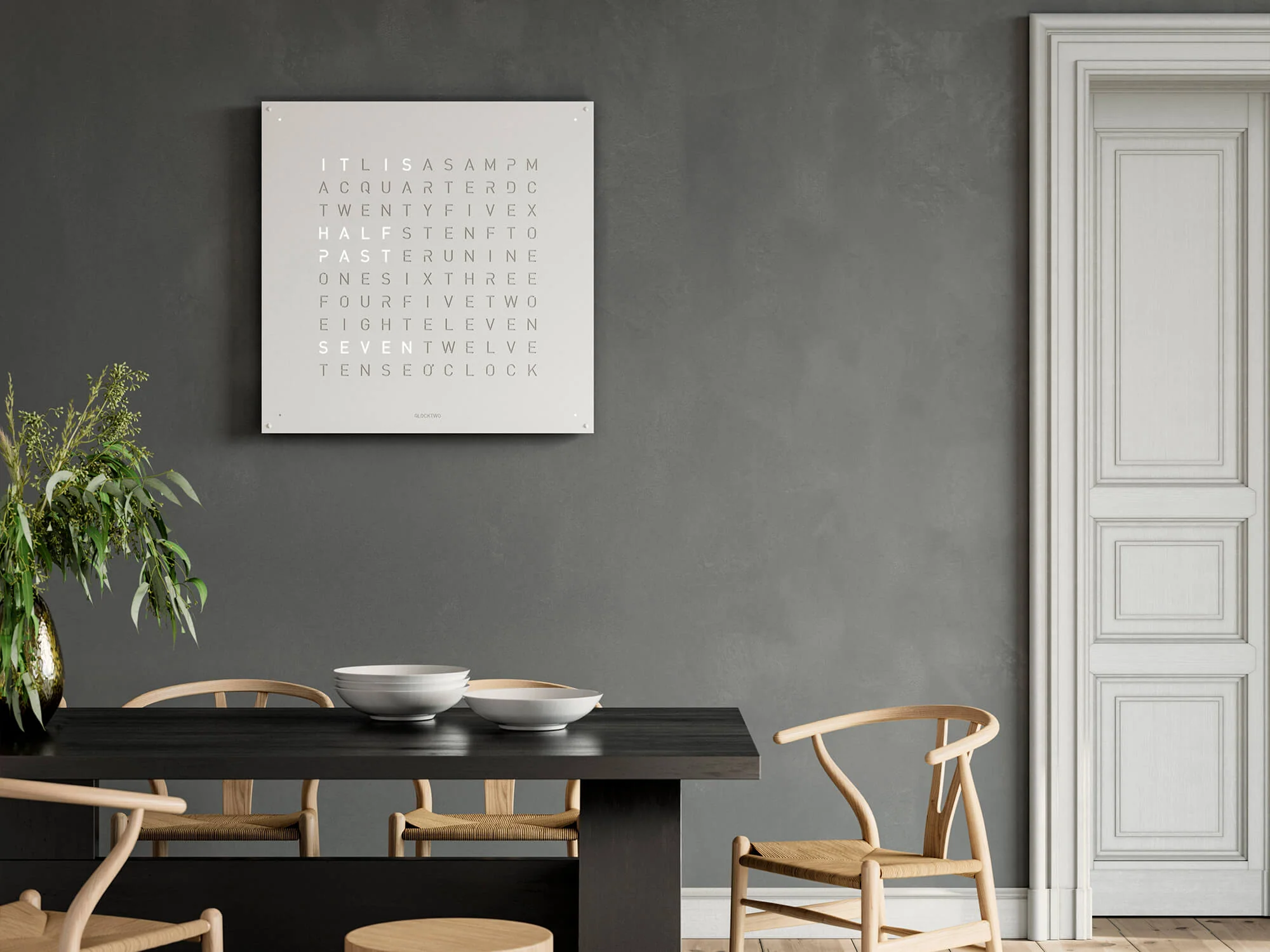 QLOCKTWO Earth 90 White Pepper Wall Clock Watch - Image 3