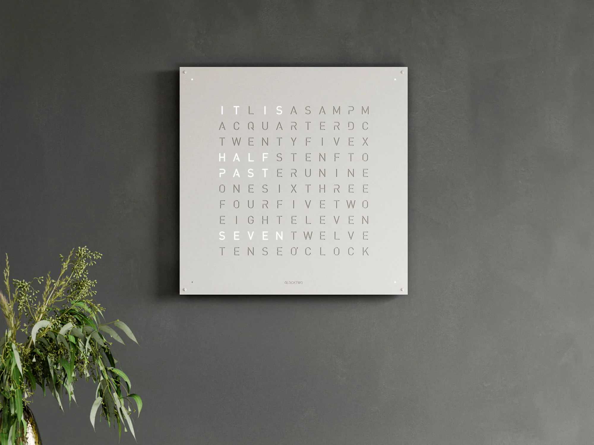 QLOCKTWO Earth 90 White Pepper Wall Clock Watch - Image 4