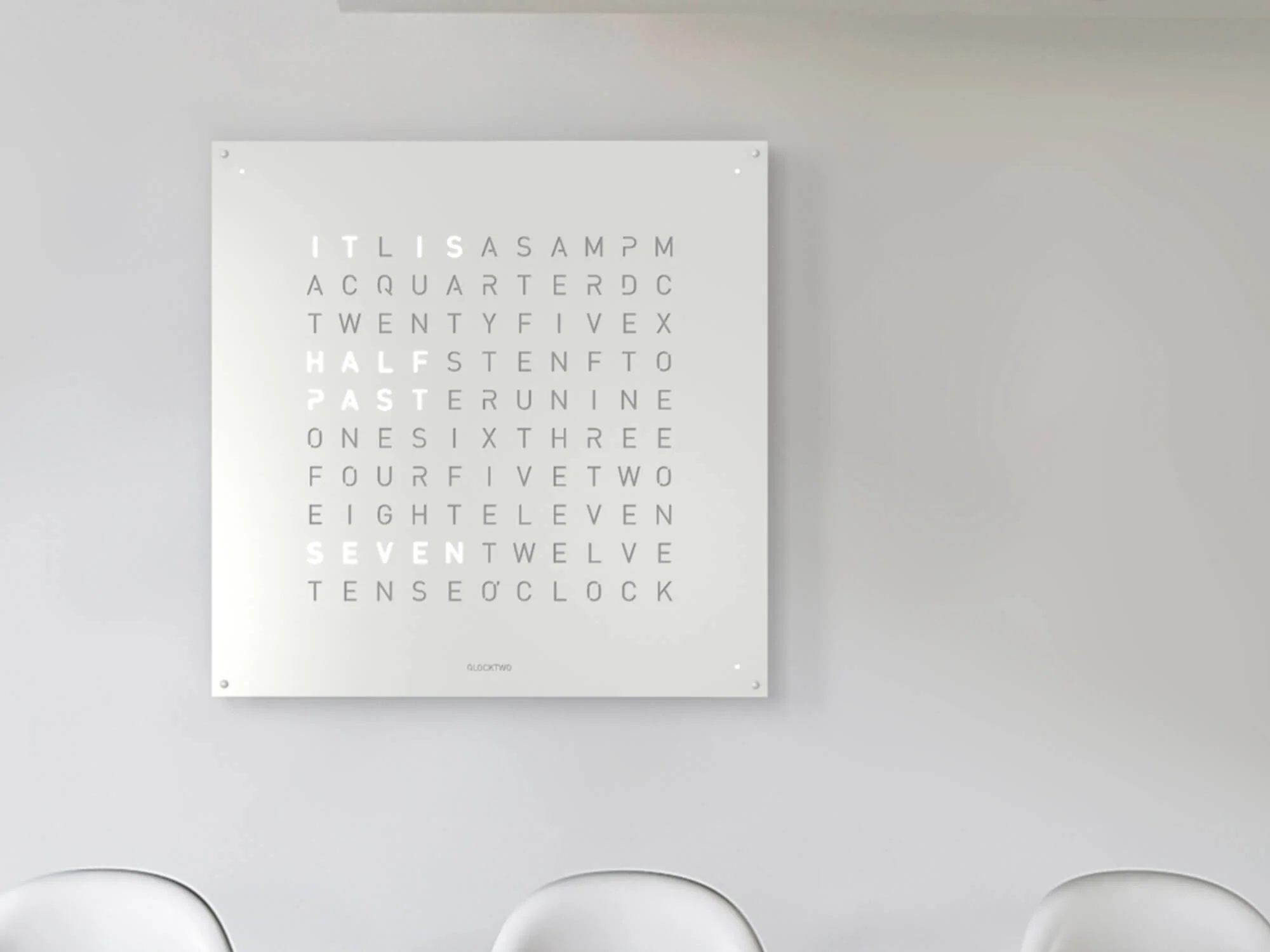 QLOCKTWO Earth 90 White Pepper Wall Clock Watch - Image 5