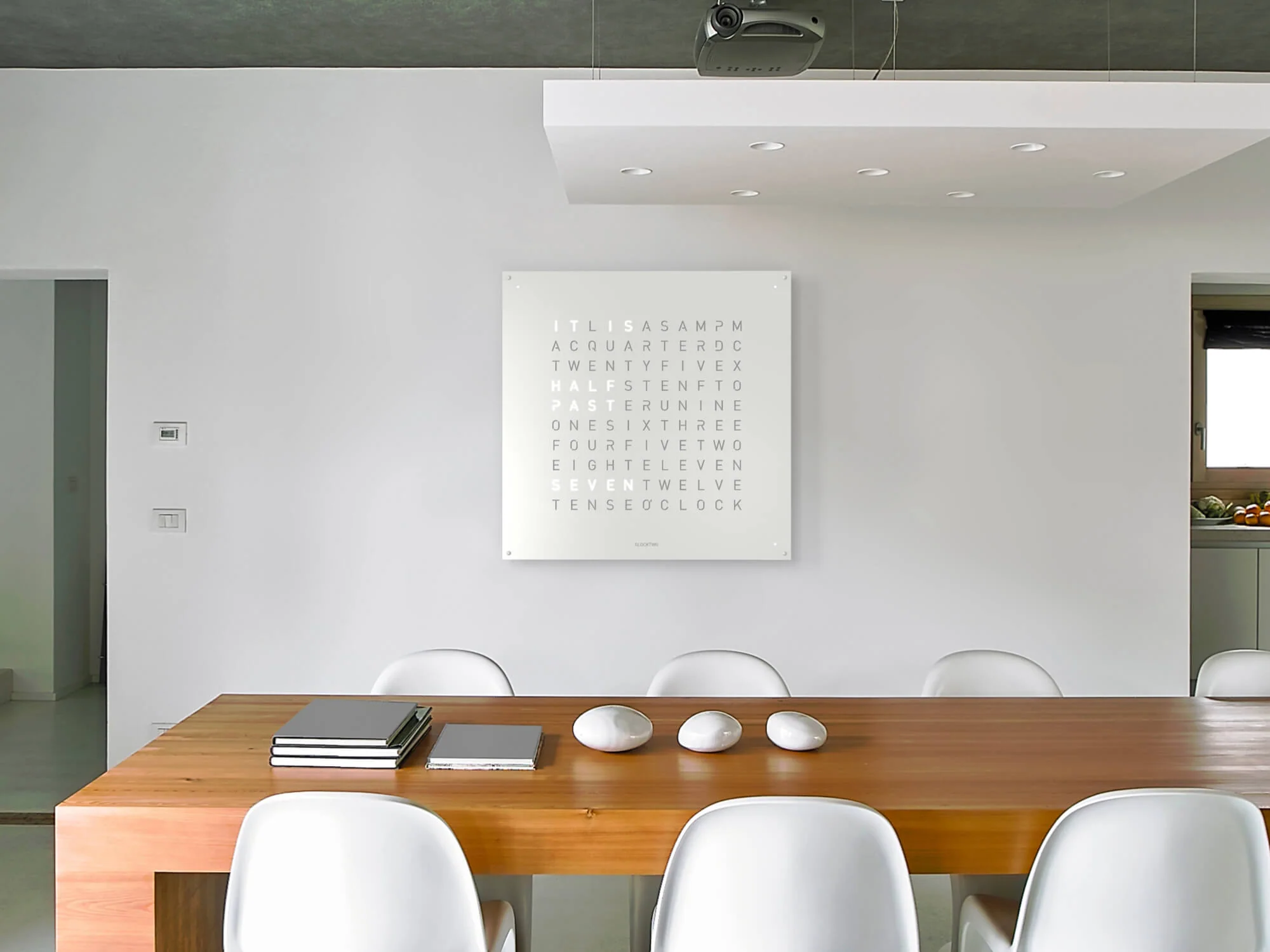 QLOCKTWO Earth 90 White Pepper Wall Clock Watch - Image 6