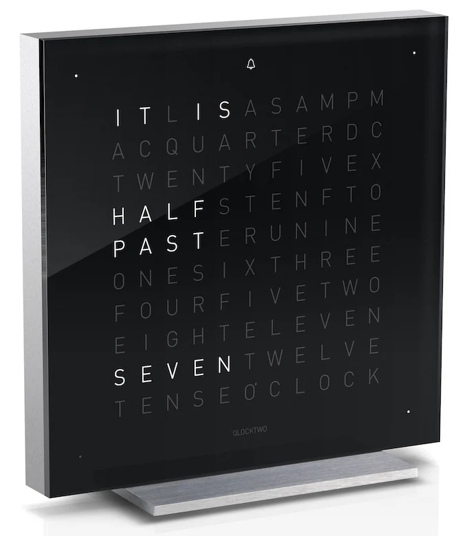 QLOCKTWO Earth 13.5 Black Ice Tea Table Clock Aluminium - Image 2