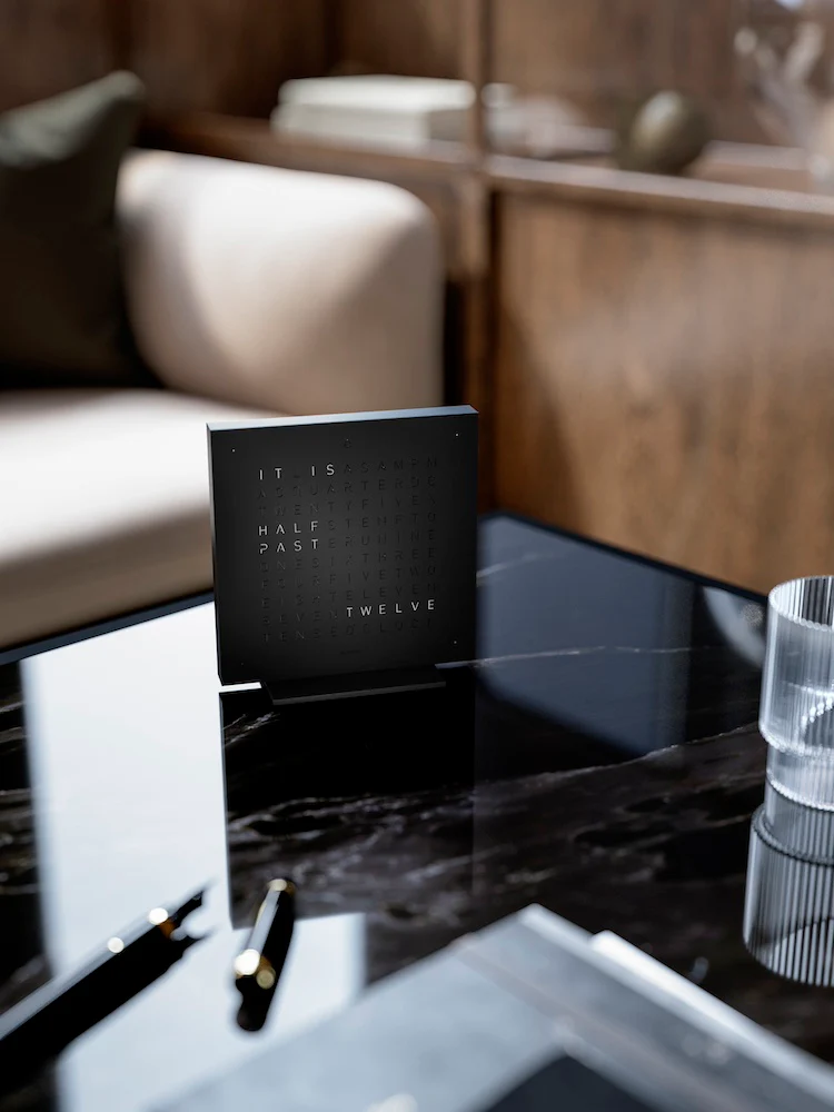 QLOCKTWO Earth 13.5 Deep Black Table Clock Watch - Image 5