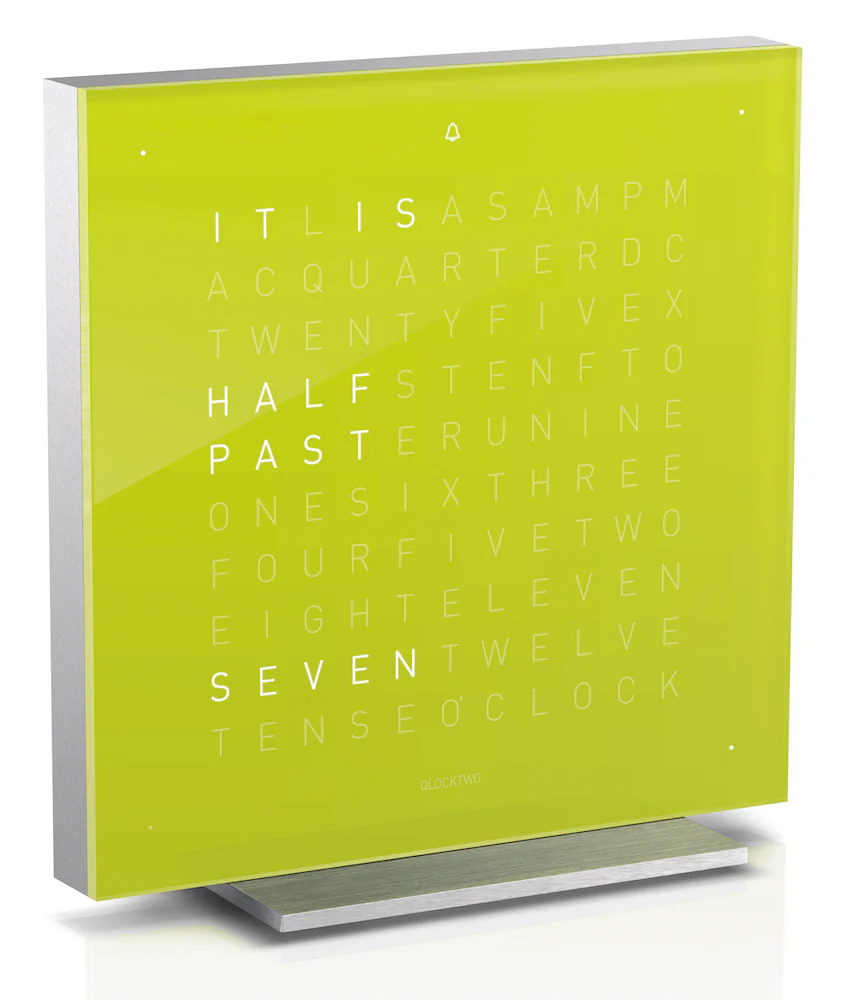 QLOCKTWO Earth 13.5 Lime Juice Table Clock Aluminium - Image 2