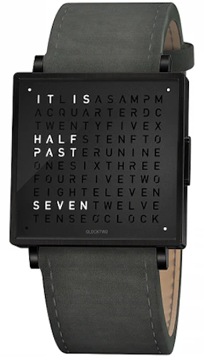 QLOCKTWO Watch W35 Black Steel Leather D