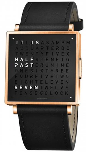QLOCKTWO Watch W35 Rose Black Leather D