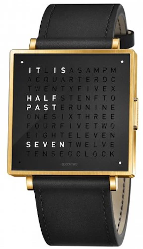 QLOCKTWO Watch W39 Gold Black Leather D