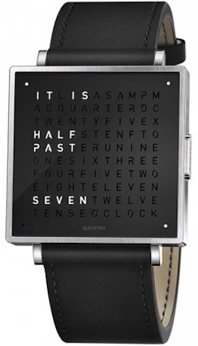 QLOCKTWO Watch W39 Pure Black Leather D