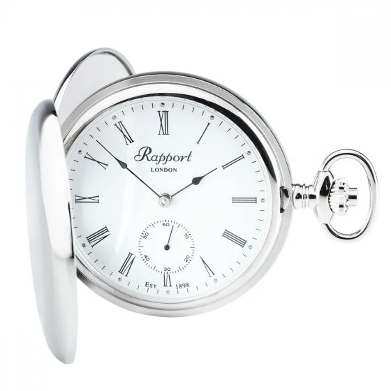 Rapport Pocket Watch Mechanical Double Hunter Silver Tone - Image 3