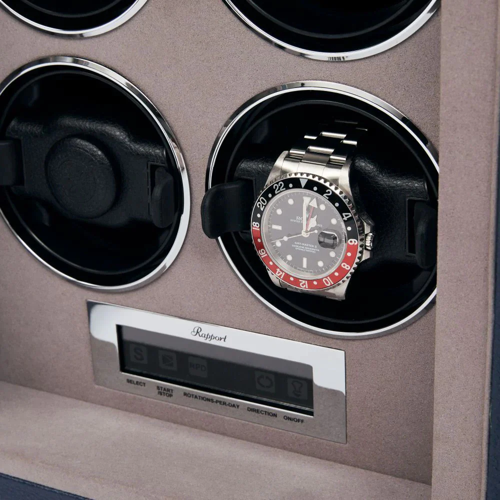 Rapport Watch Winder Quantum Quad Four Leather Blue - Image 5