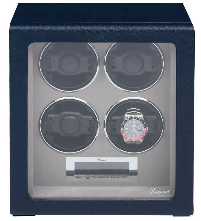 Rapport Watch Winder Quantum Quad Four Leather Blue - Image 6