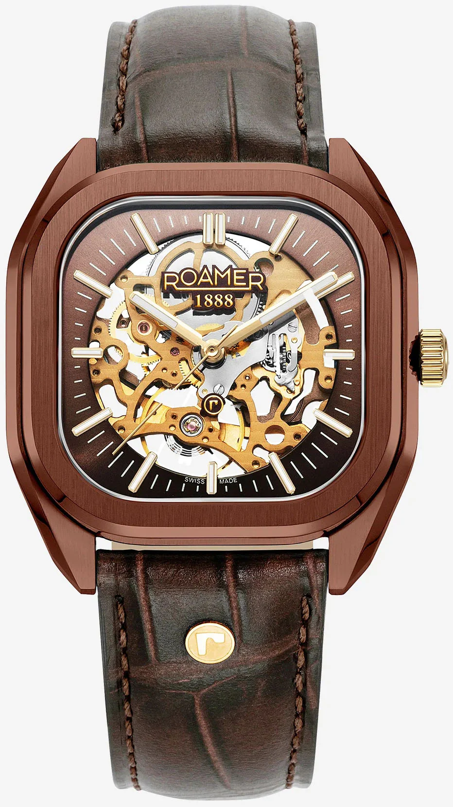 Roamer Mechano Brown Skeleton Watch - Image 2