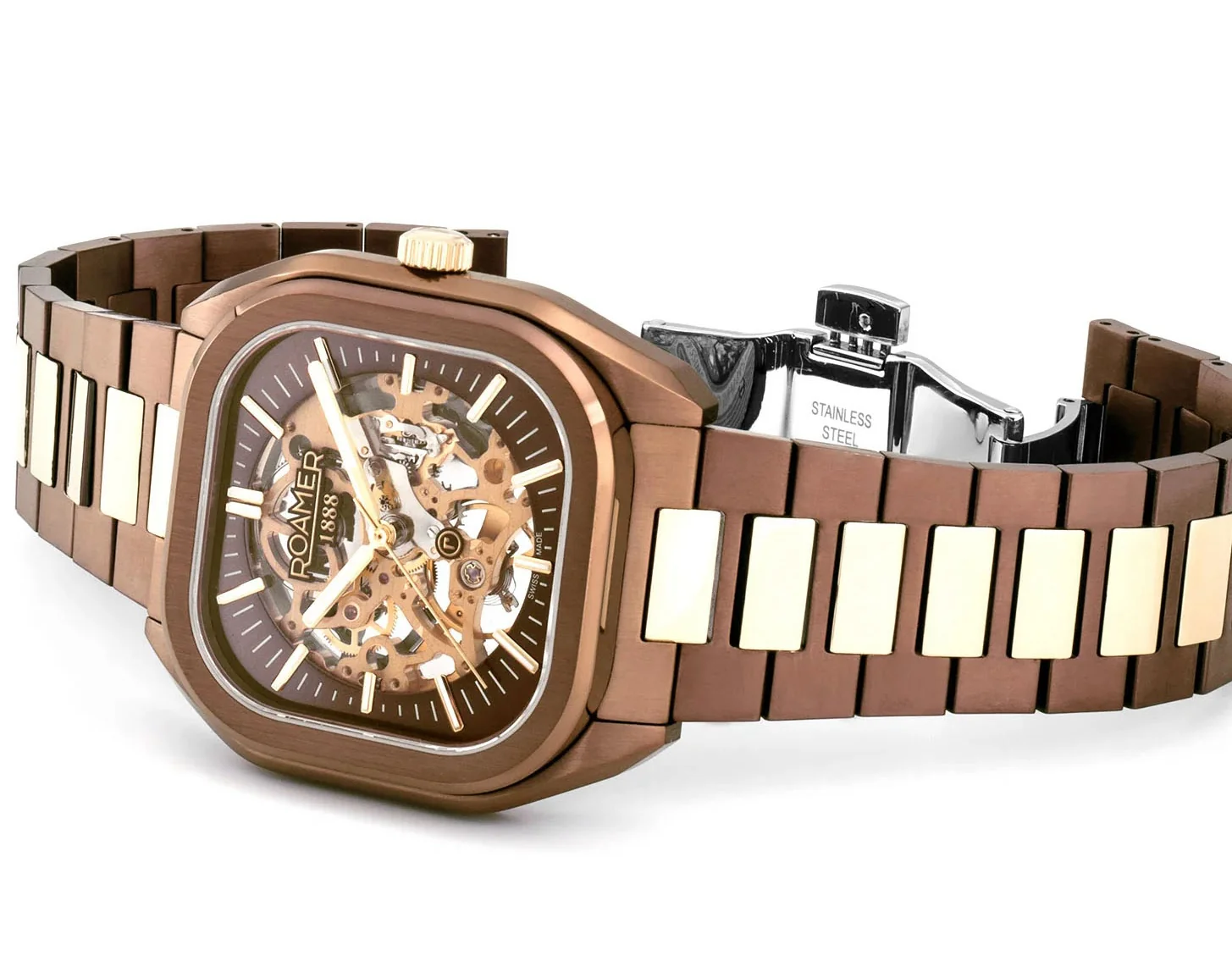 Roamer Mechano Brown Skeleton Watch - Image 3
