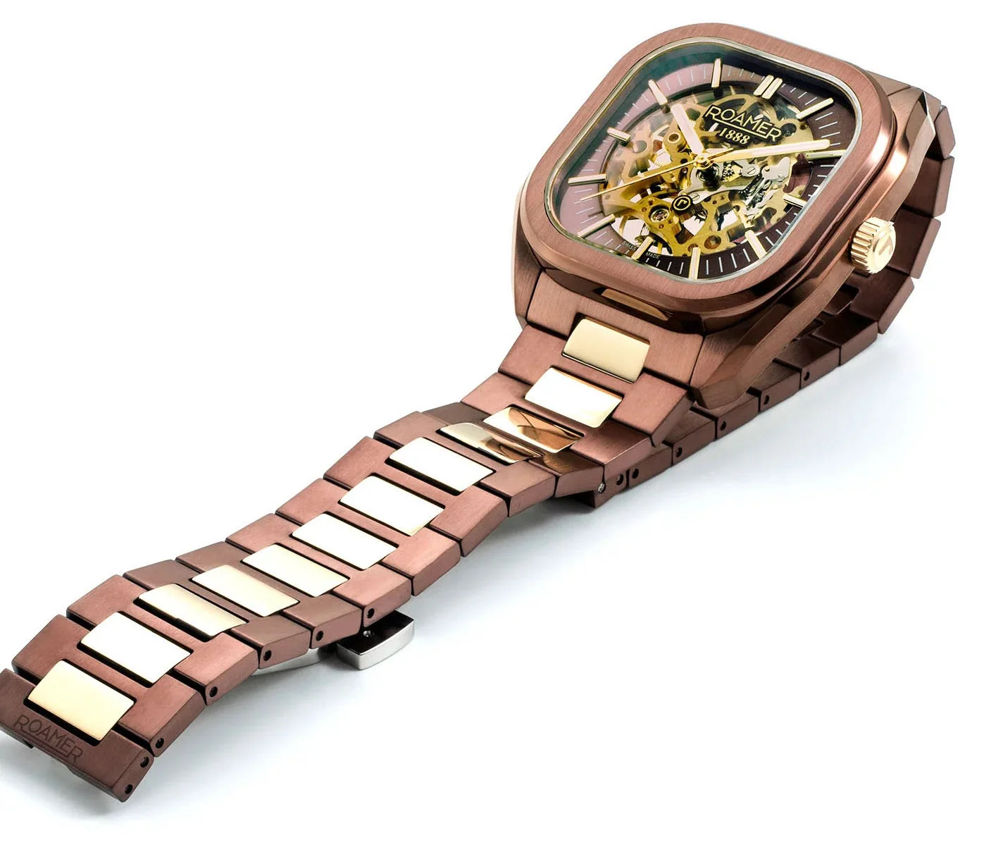 Roamer Mechano Brown Skeleton Watch - Image 5