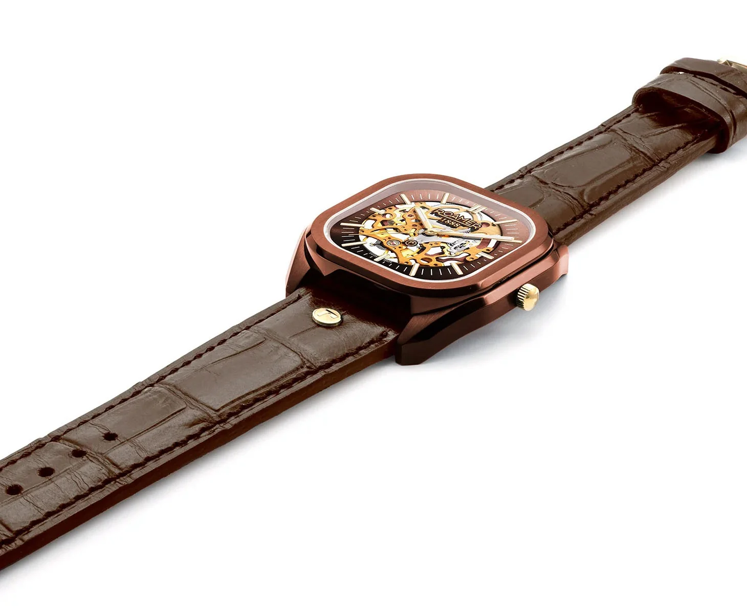 Roamer Mechano Brown Skeleton Watch - Image 6