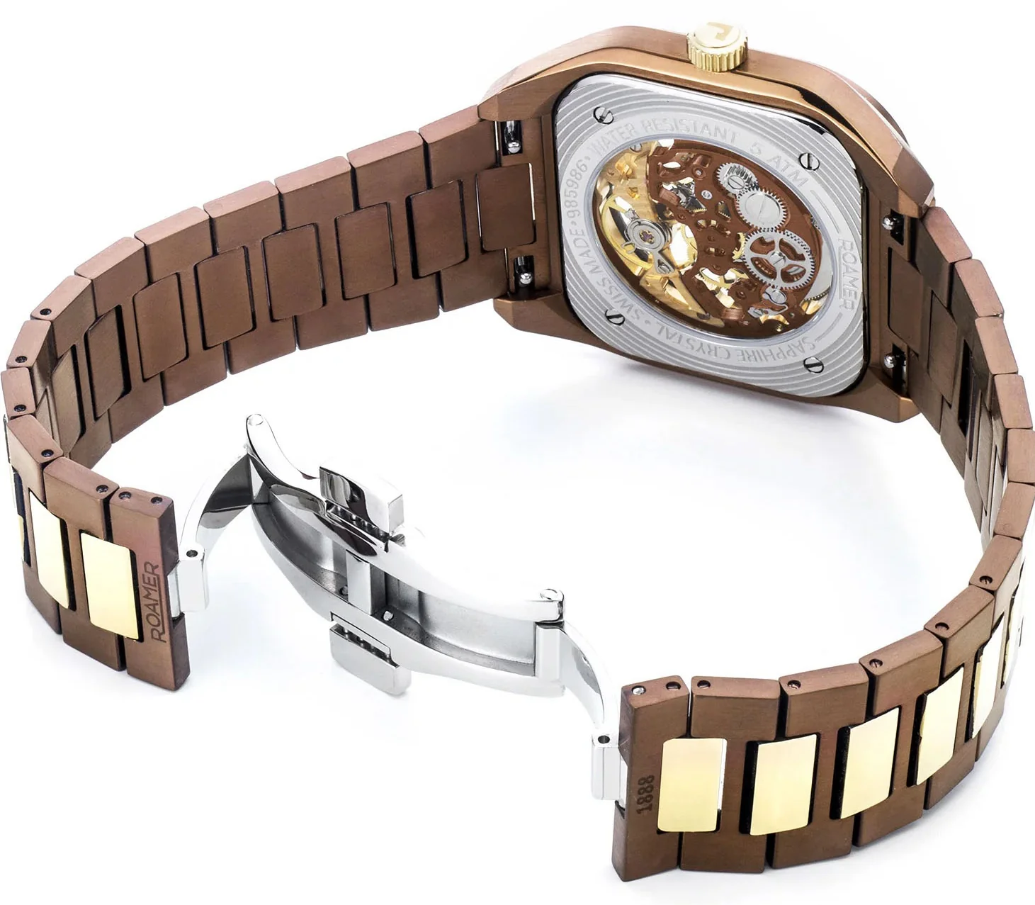 Roamer Mechano Brown Skeleton Watch - Image 7