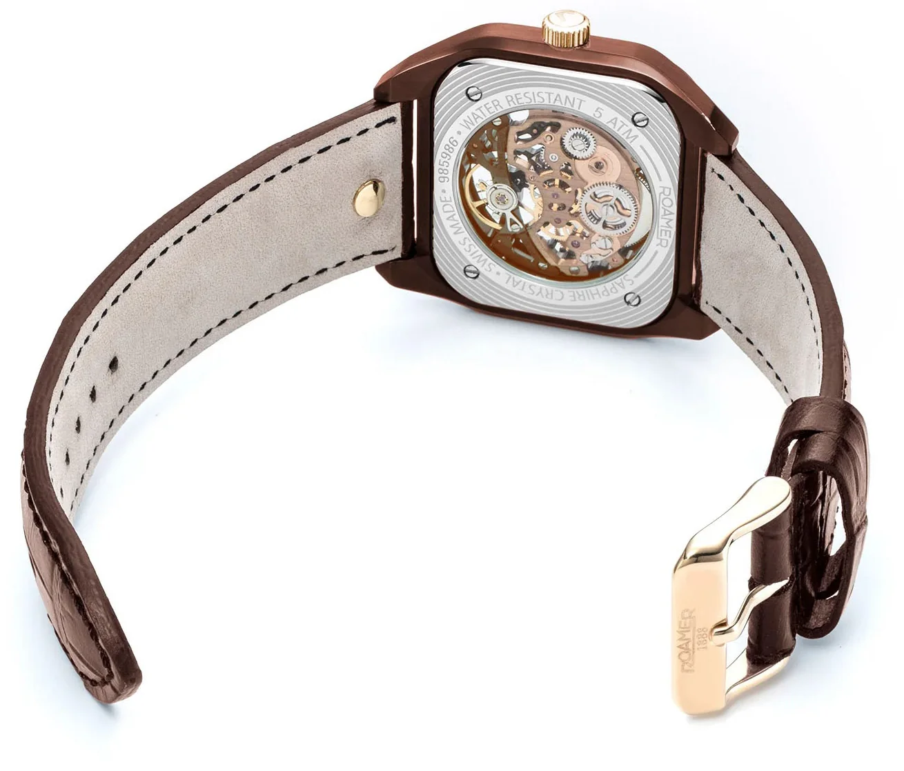 Roamer Mechano Brown Skeleton Watch - Image 8