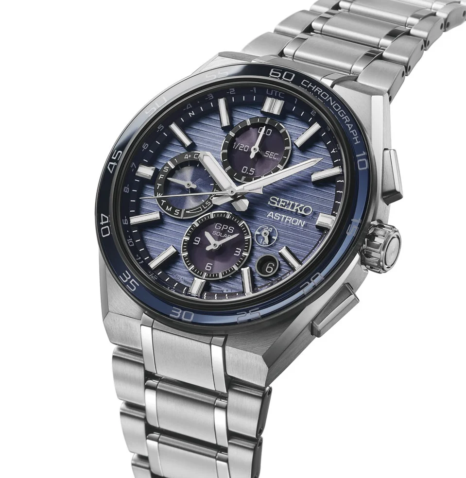 Seiko Astron Watch GPS Solar Dual Time Chronograph in Slate Blue - Image 3