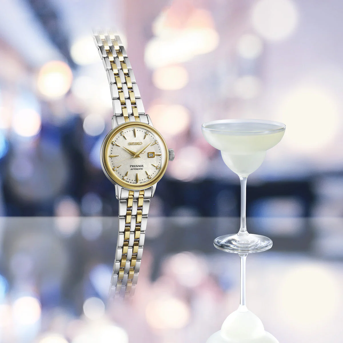 Seiko Presage Cocktail Time White Lady Diamond Twist Watch - Image 3