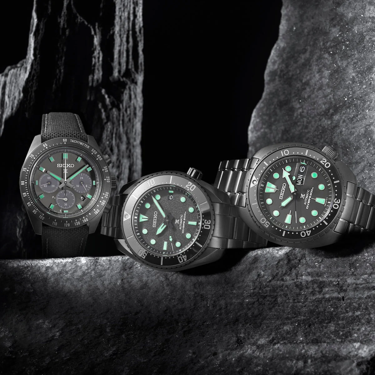Seiko Prospex Black Series Night Vision Turtle Diver Watch - Image 8