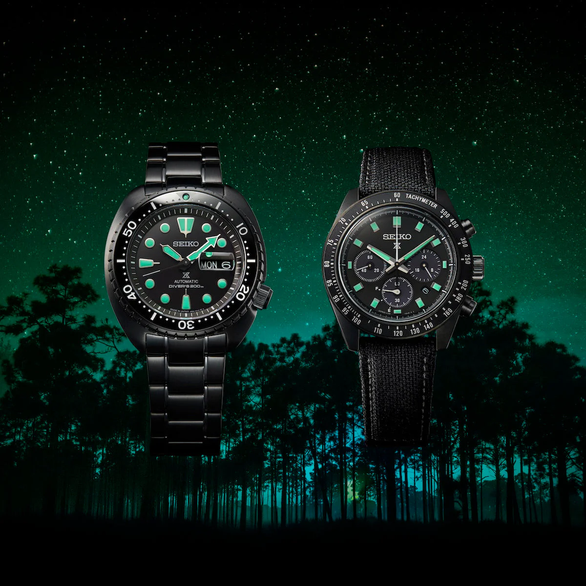 Seiko Prospex Black Series Night Vision Turtle Diver Watch - Image 9