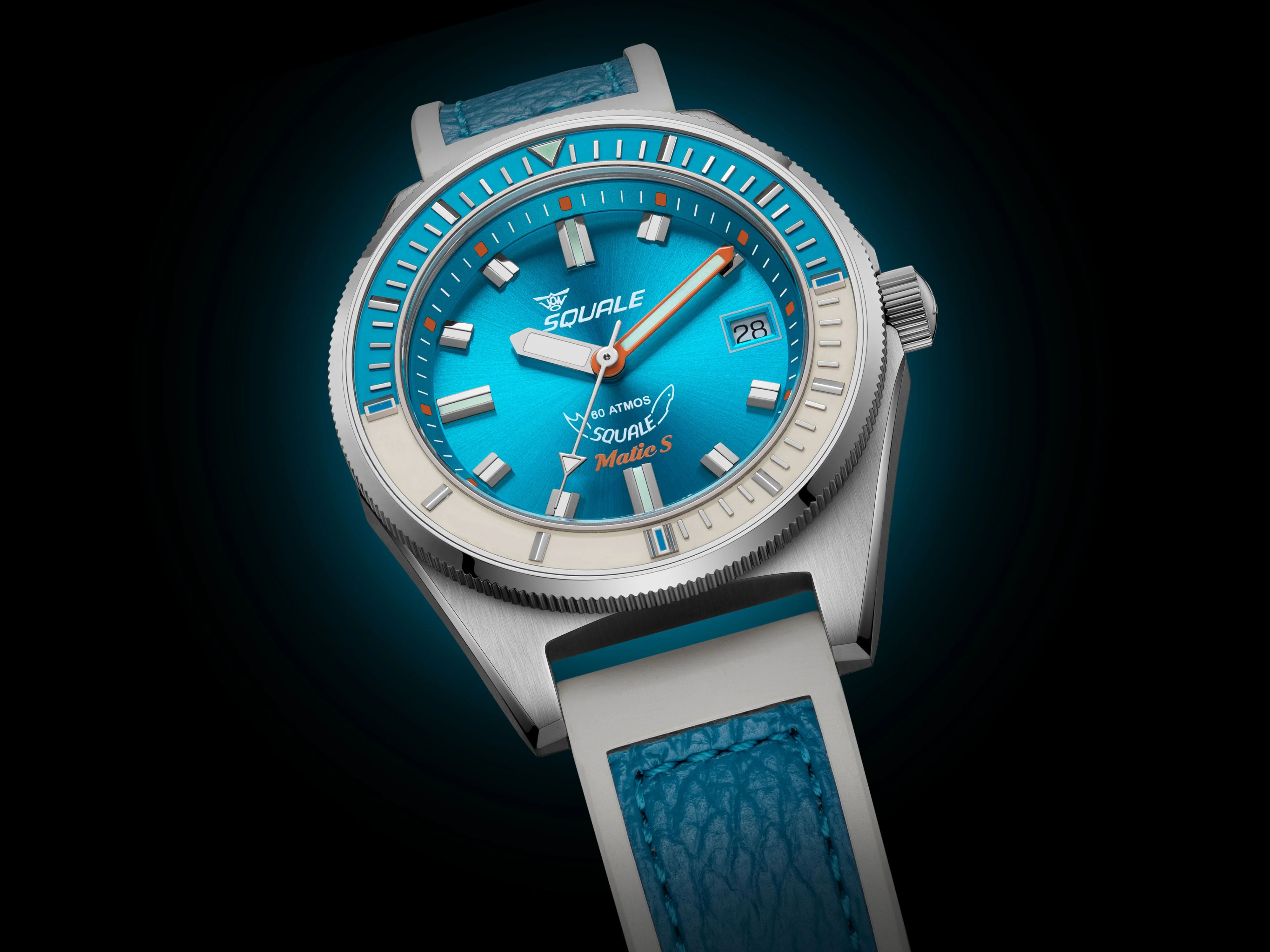 Squale Matic S Light Blue HydroLeather Watch - Image 11